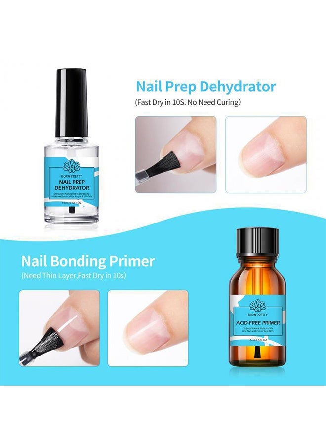 Born Pretty Nail Prep Dehydrator Acid-Free Primer Kit, Professional Grade Adhesion Enhancer for Acrylic Nails, UV Gel Nails & Natural Nail Beds - Image 2