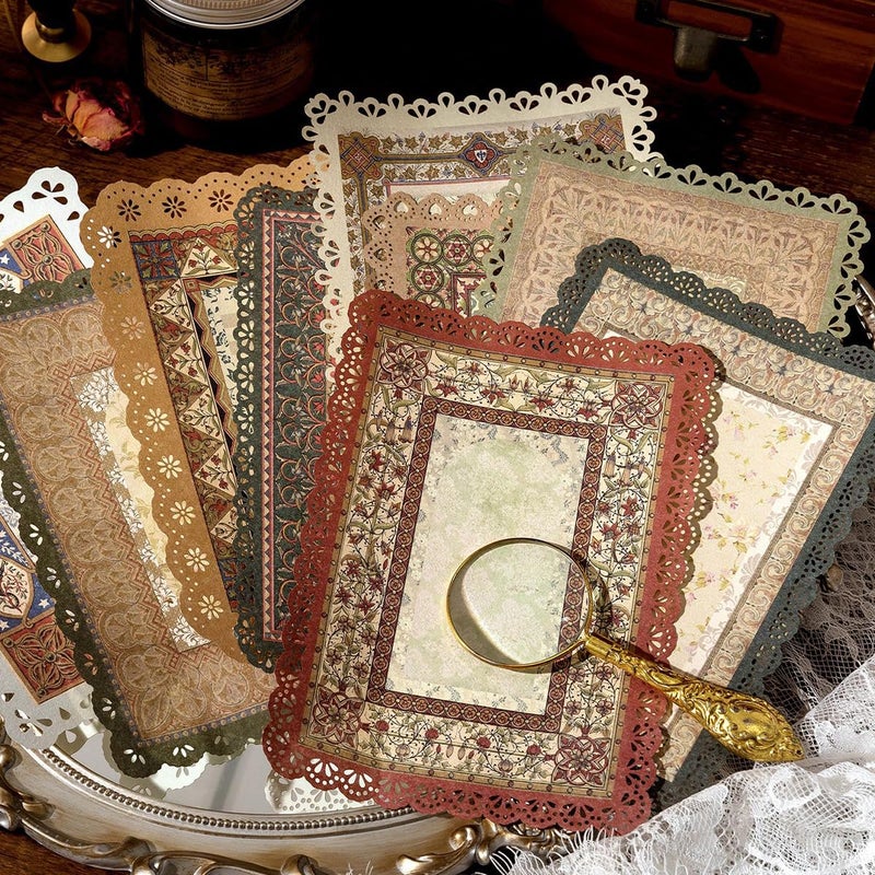 Climberty ® 30 Sheet Vintage Scrapbooking Papers Fancy Journaling Papers Letter Papers, Cutout Lace Edge Decorative Paper Sheets for Writing, DIY Crafts, Collage, & Card Making, 125x175mm - Image 4