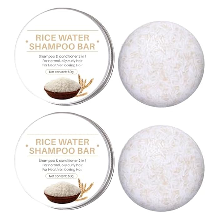 ARCHIDATE Rice Water 2 in 1 Shampoo and Conditioner Bars for Hair, 2 Pack Natural Rice Solid Shampoo Soap for Thinning Hair, Strengthen Root, Repair Damage Weak Hair, Reduce Frizz - Image 1