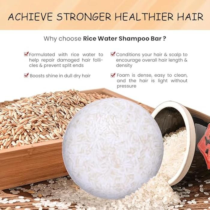 ARCHIDATE Rice Water 2 in 1 Shampoo and Conditioner Bars for Hair, 2 Pack Natural Rice Solid Shampoo Soap for Thinning Hair, Strengthen Root, Repair Damage Weak Hair, Reduce Frizz - Image 4