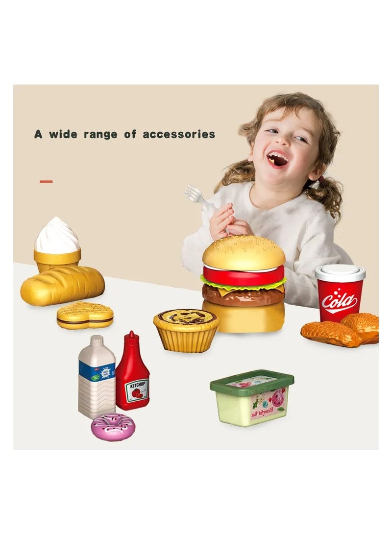 Hong Chuan Sheng Toys New Kitchen Pretend Play Toys Backpack Trolley Case 3 in 1 Hamburg 36pcs Set Kitchen Play Set Cooking Toys - Image 3
