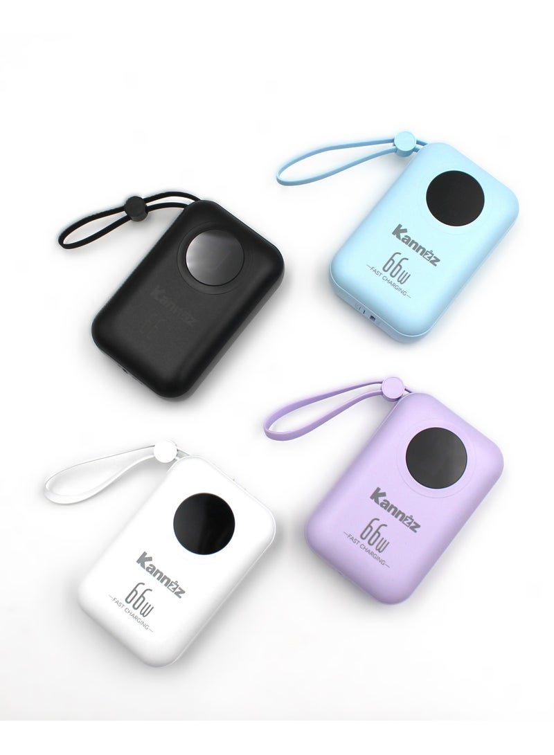 Kannzz Mini Power Bank: 66W Quick Charging, Digital Display, Built-in Cable, 10000mAh Capacity - Image 4