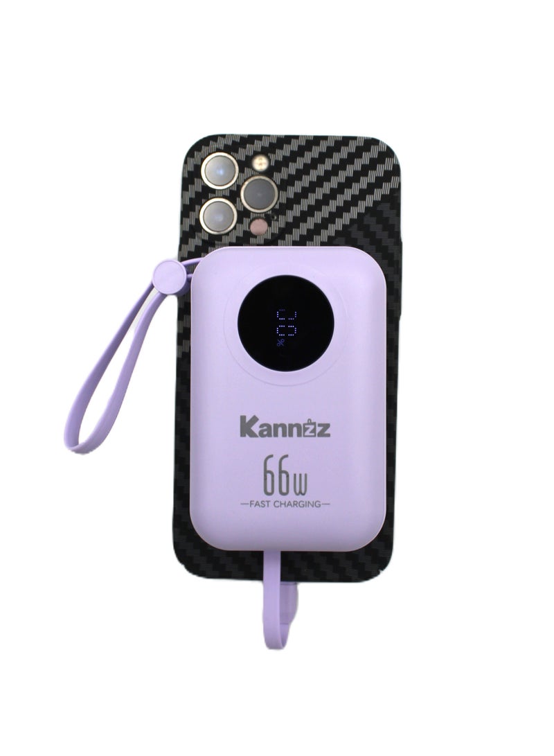 Kannzz Mini Power Bank: 66W Quick Charging, Digital Display, Built-in Cable, 10000mAh Capacity - Image 5