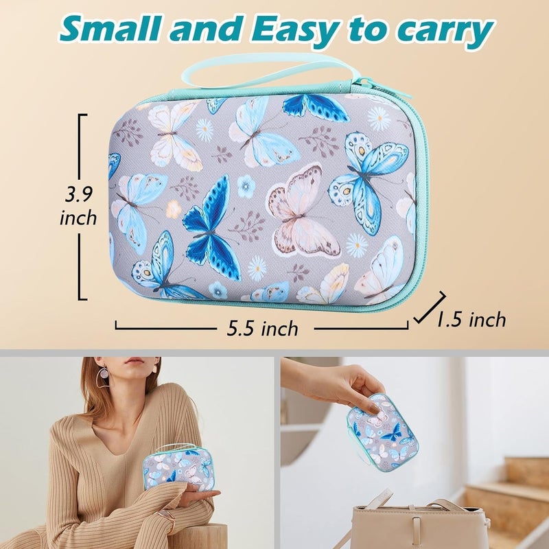 FACTOTECH iPhone Charger Protector Case with Carrying Bag Compatible for Apple 18W 20W iPhone 15 14 13 12 11 Pro & Lightning Cable Protective Sleeve with Pouch Case-Grey Blue Butterfly - Image 5