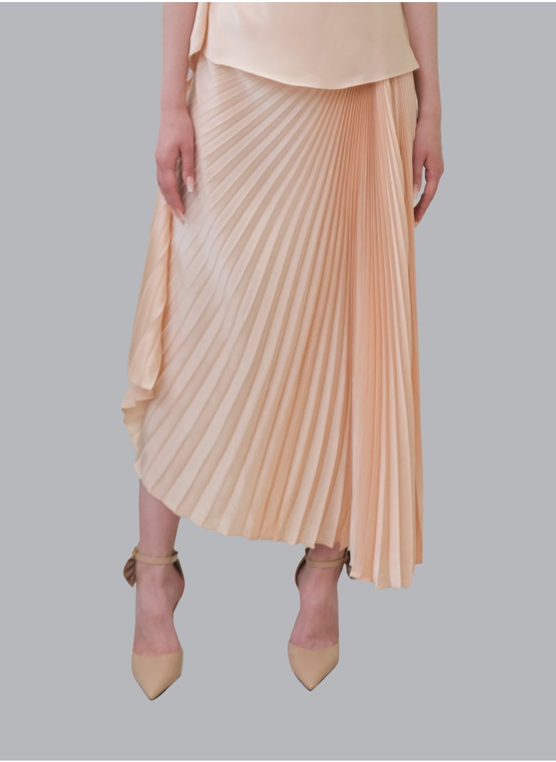 ماركة غير محددة تنورة ميدي مطوية من الساتان البرونزي  - Image 4