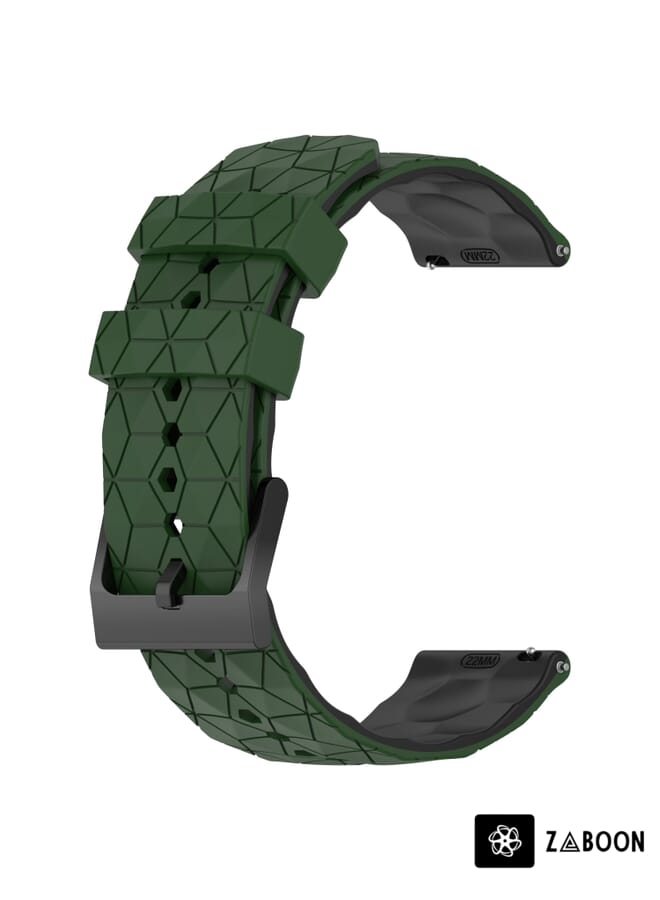 Zaboon سوار ساعة لهونر ووتش GS 3 22 مم بنمط كرة القدم بلونين (أخضر عسكري + أسود) - Image 2