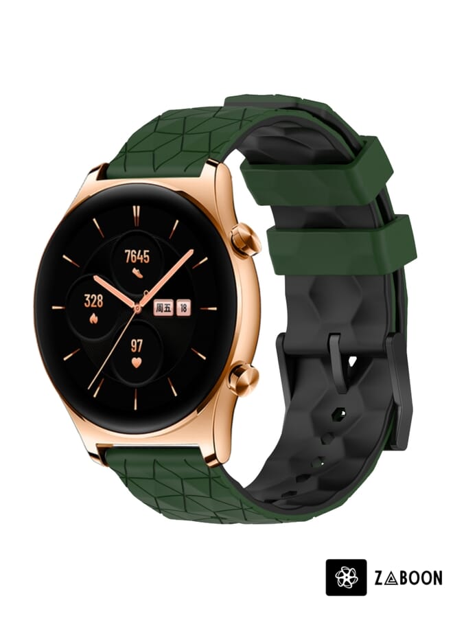 Zaboon سوار ساعة لهونر ووتش GS 3 22 مم بنمط كرة القدم بلونين (أخضر عسكري + أسود) - Image 1