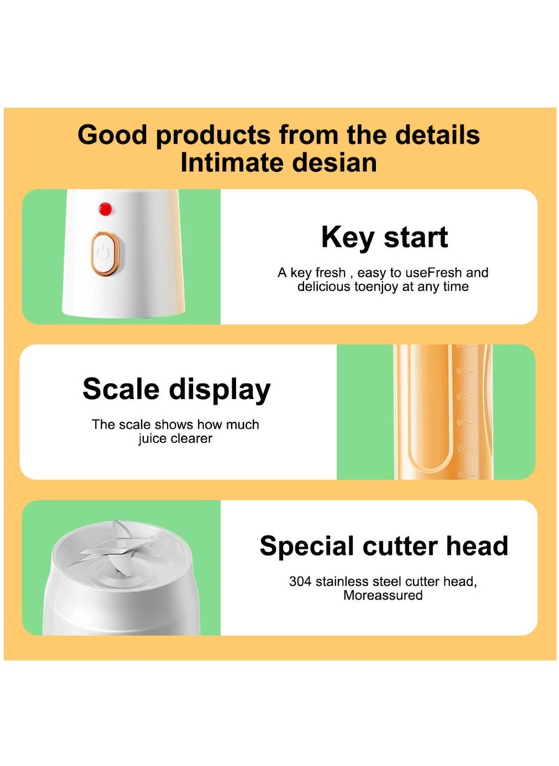 MileMelo Portable Juicer Blender, 2 Travel Juice Cups Food Mixing Machince with Updated 10 Blades with Powerful Motor 21000r/min Rotation Speed, 19Oz Bottle (White)  - Image 3