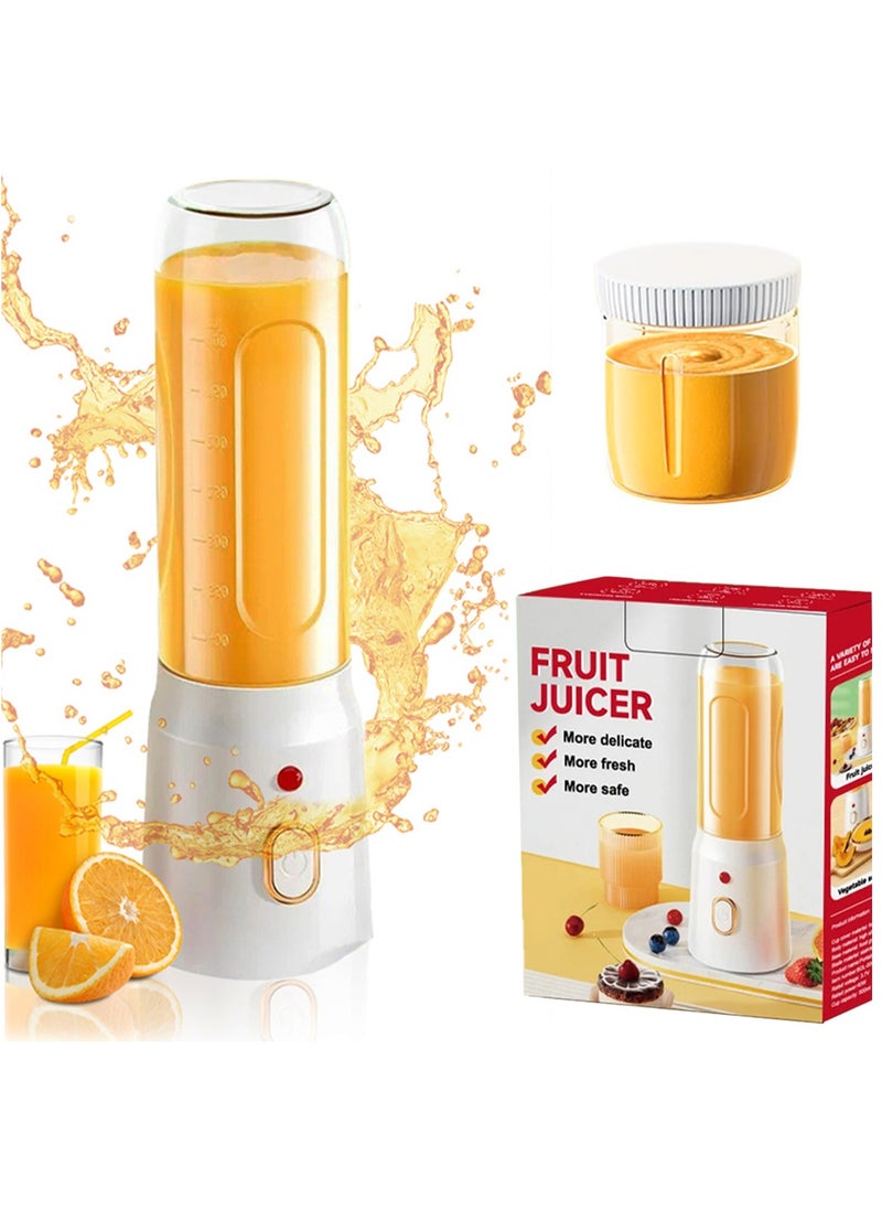 MileMelo Portable Juicer Blender, 2 Travel Juice Cups Food Mixing Machince with Updated 10 Blades with Powerful Motor 21000r/min Rotation Speed, 19Oz Bottle (White)  - Image 1