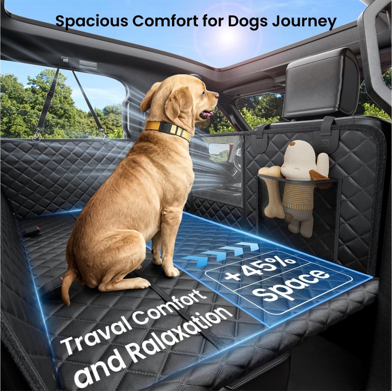 REEVAA Dog Car Seat Cover for Back Seat, Hard Bottom Dog Hammock, Pet Bed Extender for 2-4 Large/Medium Dogs, Waterproof Seat Protector, Universal L Size Fits for SUV Medium Truck, Black - Image 3