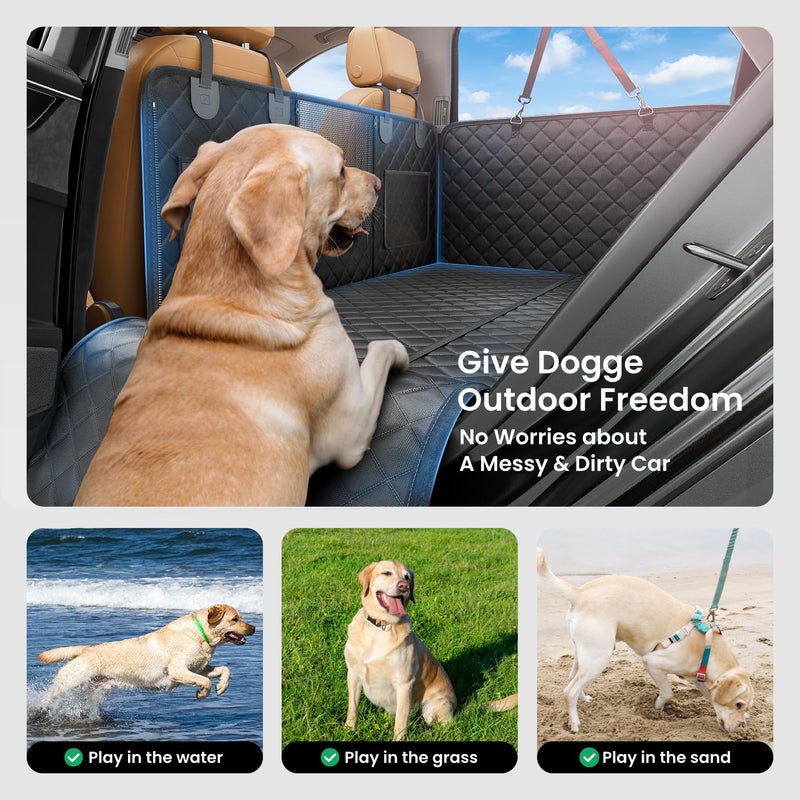 REEVAA Dog Car Seat Cover for Back Seat, Hard Bottom Dog Hammock, Pet Bed Extender for 2-4 Large/Medium Dogs, Waterproof Seat Protector, Universal L Size Fits for SUV Medium Truck, Black - Image 5