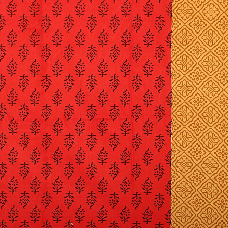 BedZone 180 TC Cotton Rajasthani Jaipuri Single Bed Sheet with One Pillow Cover Red - Image 3