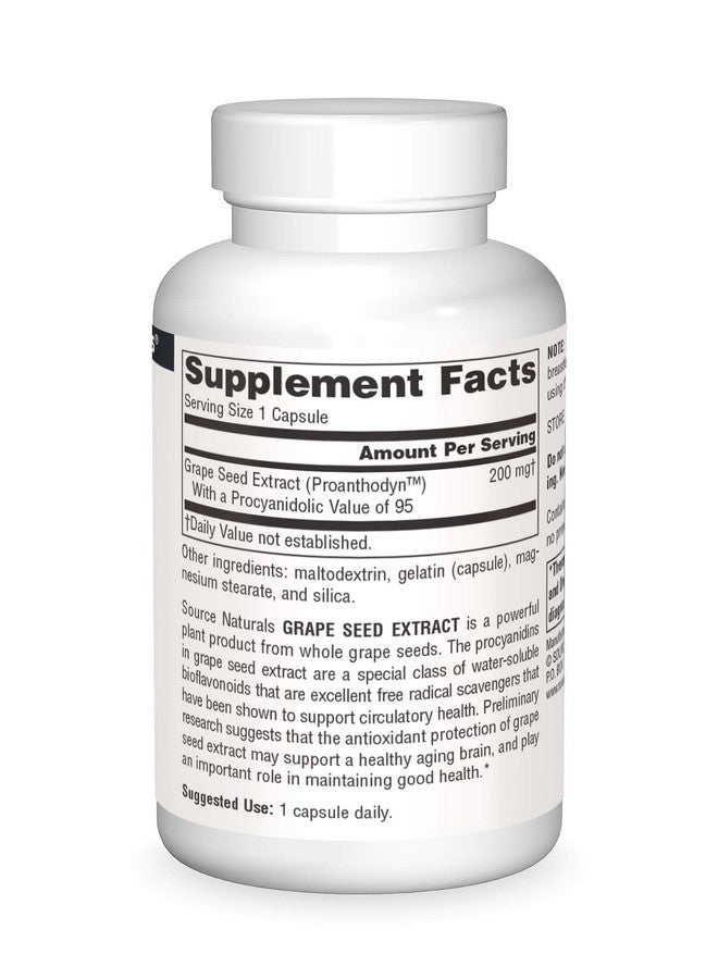 Source Naturals Proanthodyn Grape Seed Extract, Antioxidant Protection, Supports a Healthy Aging Brain*, 200 mg - 60 Capsules - Image 3