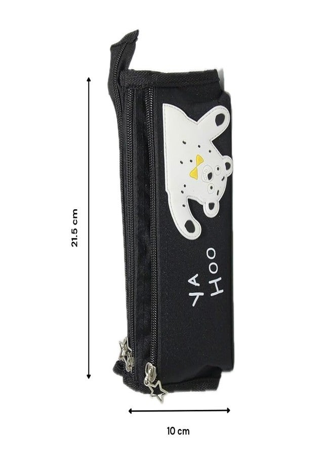 Mega Tree Teddy Pencil Pouch for Kids - 3 Pocket Canvas Pouch with Pen Organizer | Cute Bear Design | Multi-Purpose Pouch for School, Stationery & Travel - Image 3