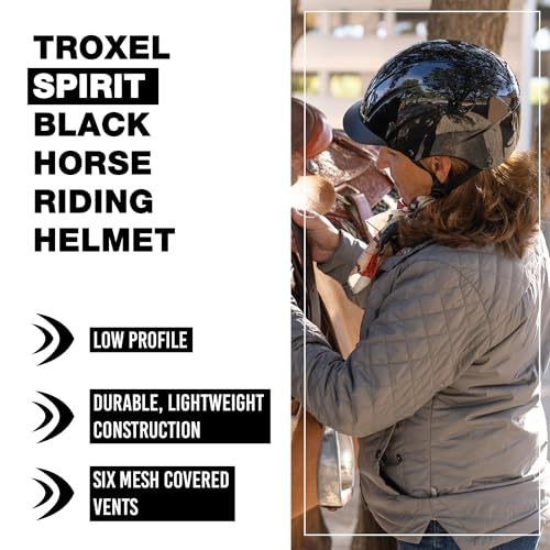 Troxel Spirit Full Coverage Horse Riding Helmet, Low-Profile Adjustable Design, Safety Horseback Riding Gear, Medium (7 - 7-3/8), Black - Image 2