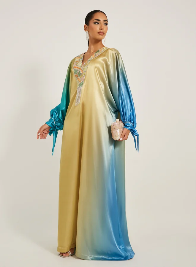 Maxim Creation Maxim Creation Embroidered Detail Ombre Jalabiya