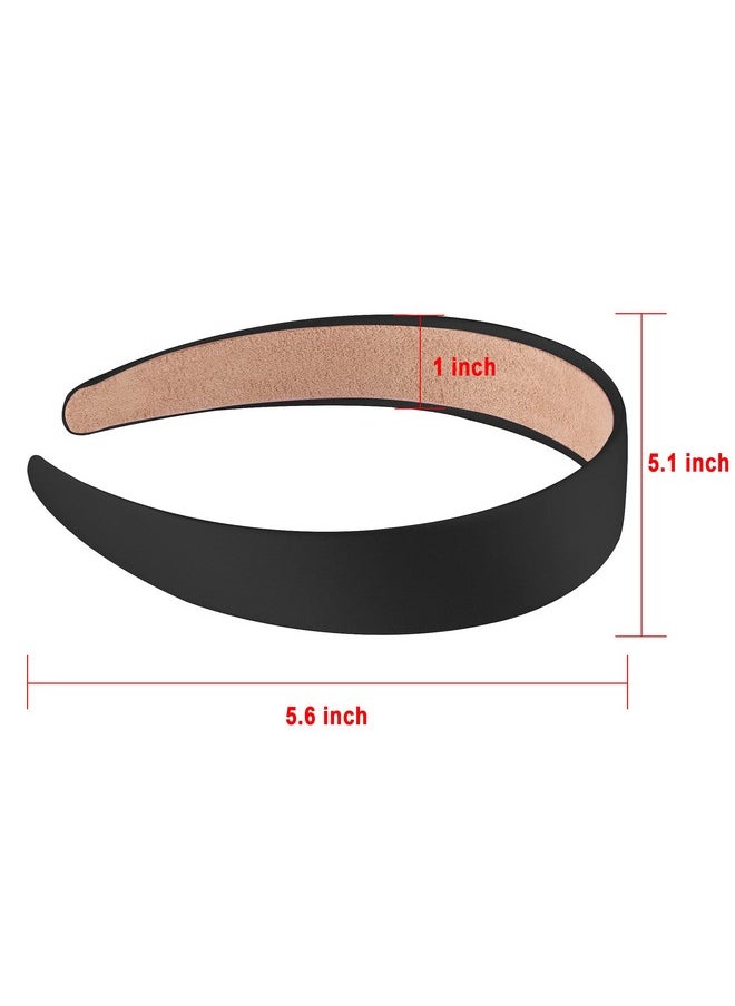 SIQUK Iquk 16 Pieces Black Satin Headbands 1 Inch Headband Diy Hair Headband Plain Headbands Satin Hard Headbands For Women And Girls  - Image 3