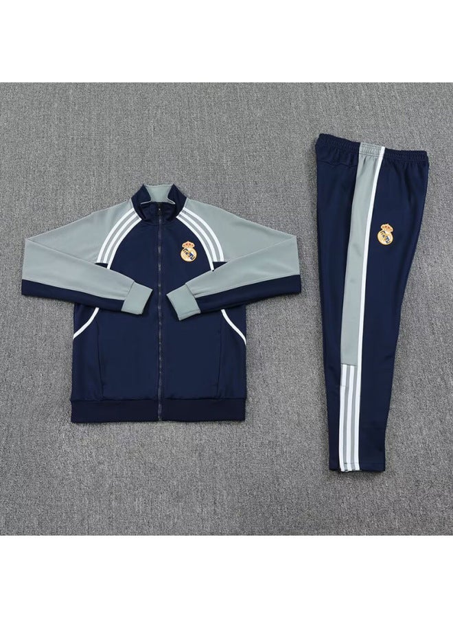 25/26 Real Madrid Royal Blue Long Jacket Football Training Suit