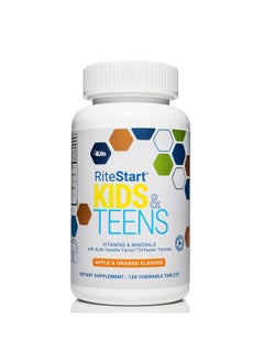 4life 4Life RiteStart Kids & Teens - Apple and Orange Flavors - 22 Essential Vitamins and Minerals - Ages 2 and Up - Immune System Support Transfer Factor - Brain Support - 120 Chewable Tablets  - Image 1