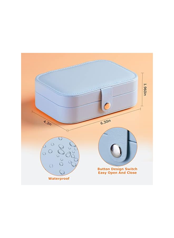 PROMASS Jewelry Box, Portable Leather Travel Jewelry Organizer Case Small Jewelry Box Storage With Four Transparent bag Jewelry Containers Gift For Girls, Blue - Image 3