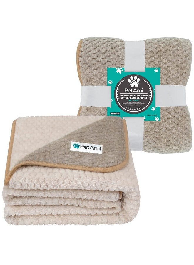PetAmi Waterproof Dog Blanket, Leakproof Xl Pet Blanket For Large Dogs, Furniture Sofa Couch Cover Protector, Fleece Cat Throw Bed Crate Kennel, Reversible Washable Soft Plush, Twin 60X80 Taupe Beige - Image 2