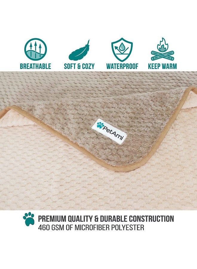 PetAmi Waterproof Dog Blanket, Leakproof Xl Pet Blanket For Large Dogs, Furniture Sofa Couch Cover Protector, Fleece Cat Throw Bed Crate Kennel, Reversible Washable Soft Plush, Twin 60X80 Taupe Beige - Image 3