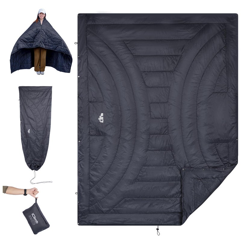 iClimb 3M Thinsulate Insulation Warm Camping Blanket Ultralight Compact (Dark Grey, 1 lb) - Image 1