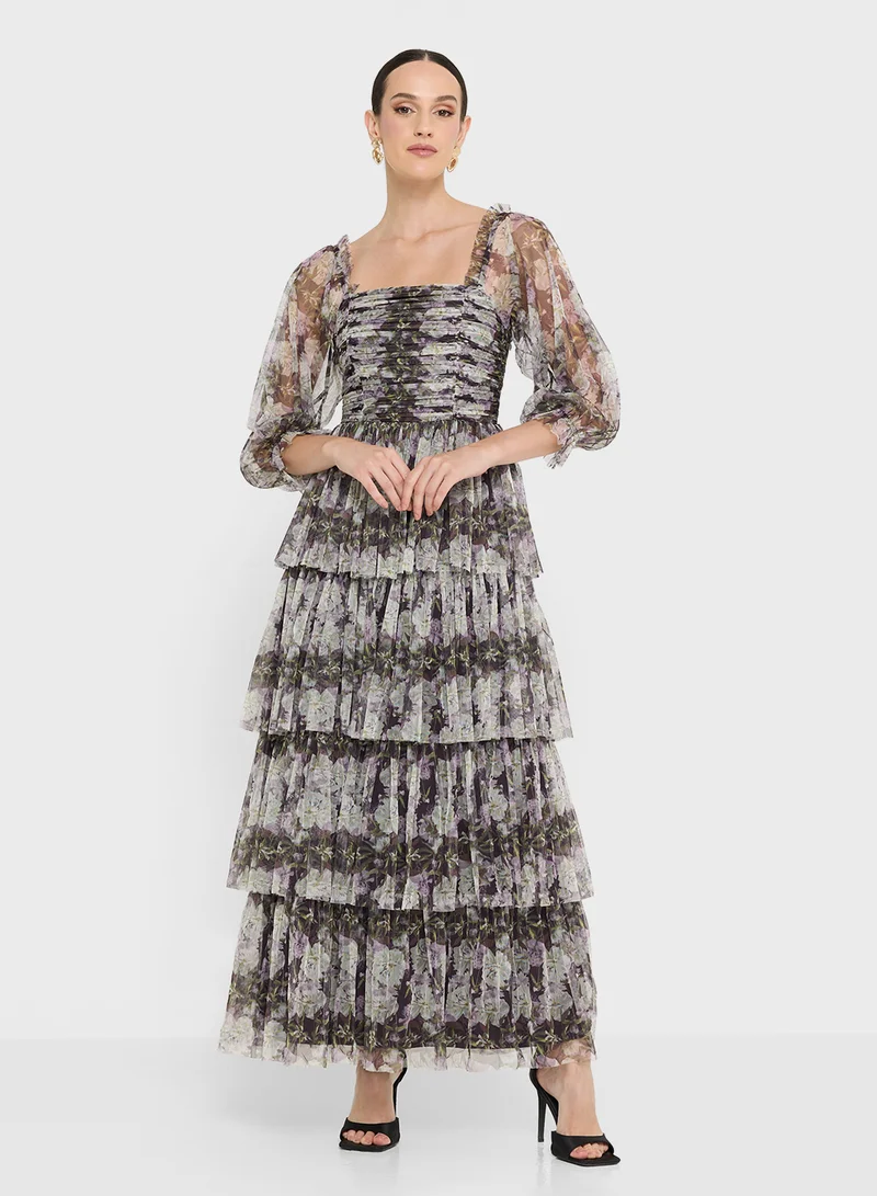 Anaya With Love Mesh Ruffle Detail Off Shoulder Tiered Maxi Dress