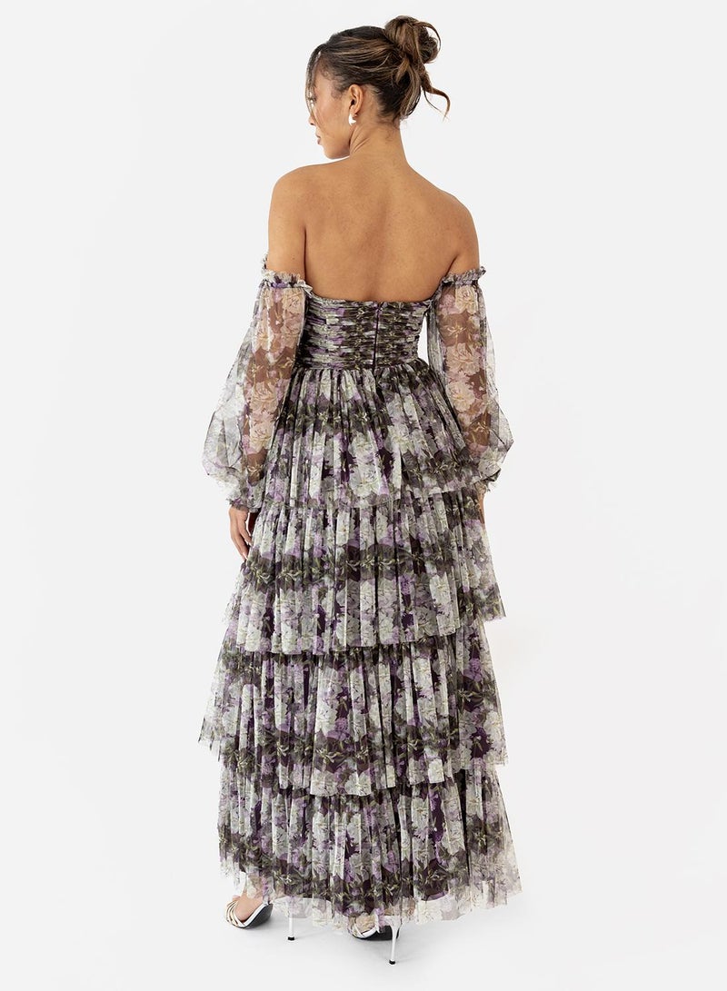 Anaya With Love Mesh Ruffle Detail Off Shoulder Tiered Maxi Dress - Image 2