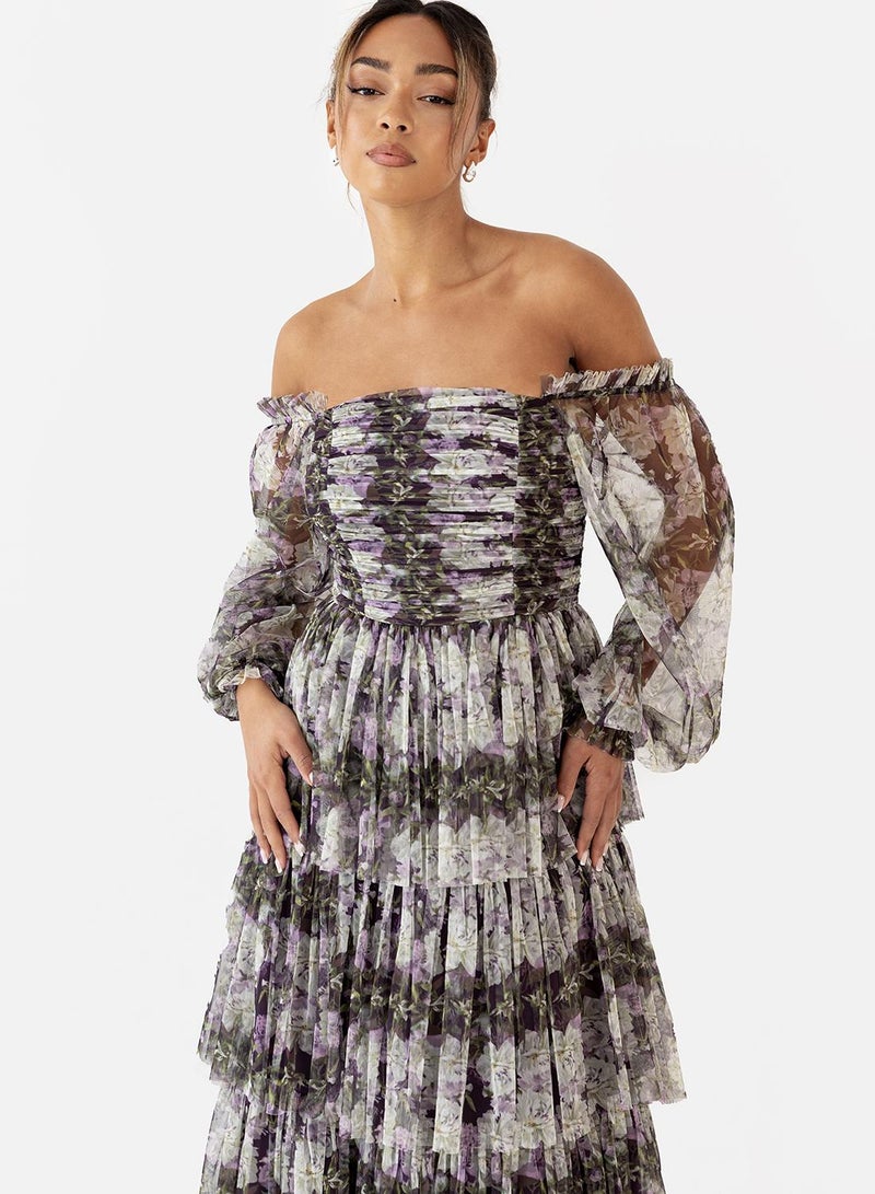 Anaya With Love Mesh Ruffle Detail Off Shoulder Tiered Maxi Dress - Image 3