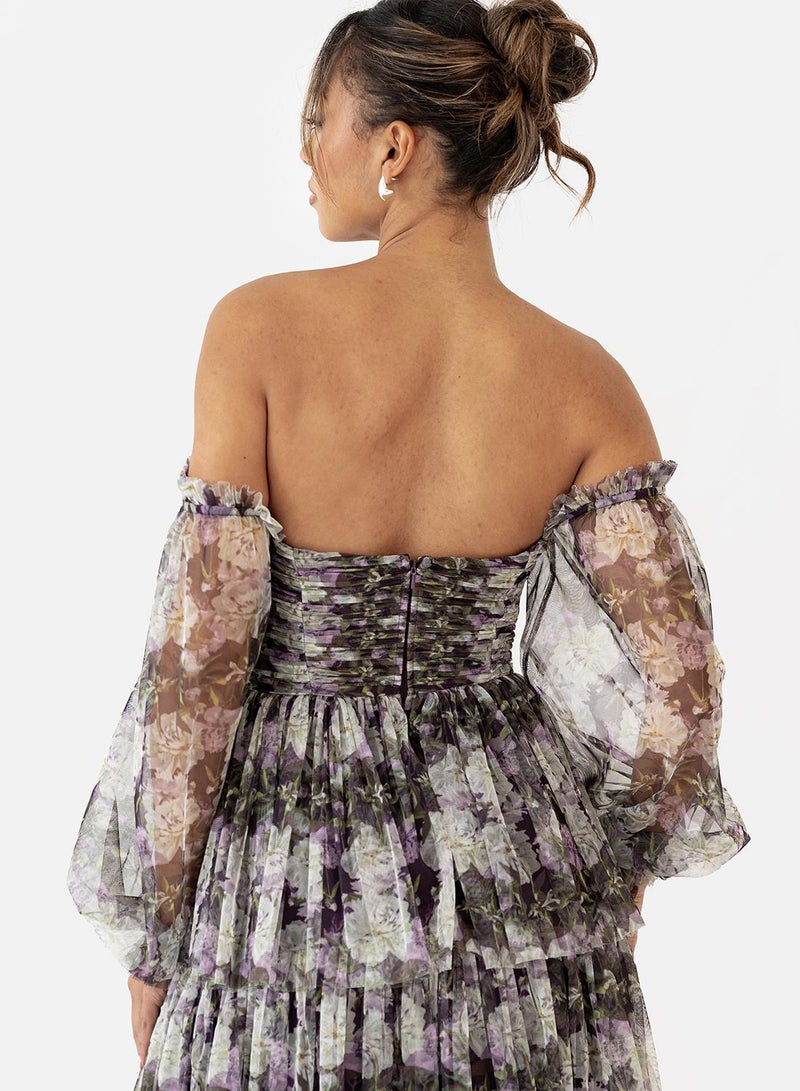 Anaya With Love Mesh Ruffle Detail Off Shoulder Tiered Maxi Dress - Image 4