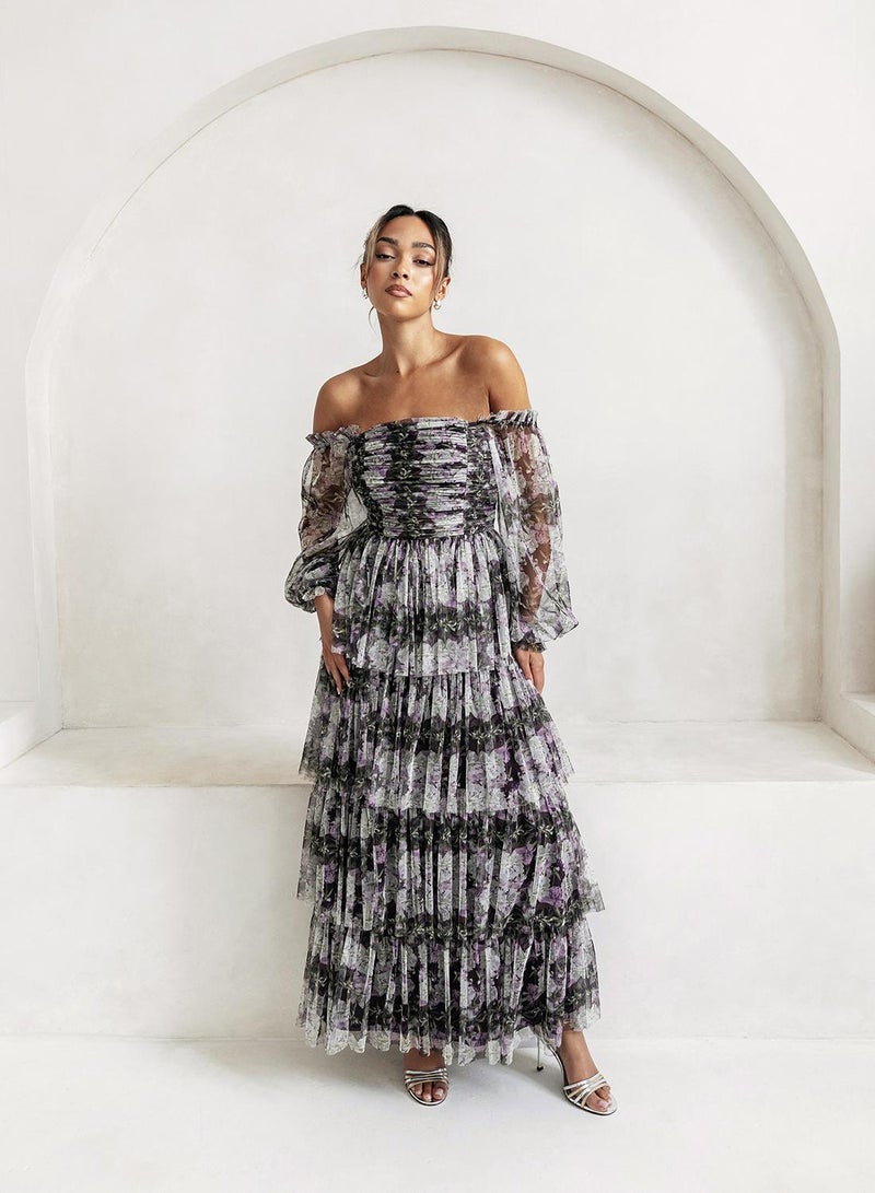 Anaya With Love Mesh Ruffle Detail Off Shoulder Tiered Maxi Dress - Image 5