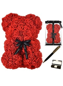 Vitacelli Rose Bear Mothers Day Girlfriend Teddy Perfect Anniversary's Wedding Bridal Showers  Gift (RED) with Free Gift for Luxury High Quality Metal Ballpoint Pen and Refill with Box  - Image 1