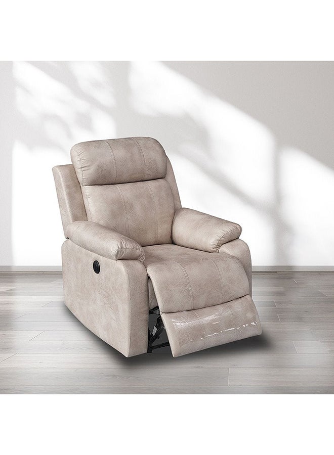 DANUBE HOME Cedar 1 Seater Power Motion Recliner Relaxing Chair Modern Design One Seat Sofas Comfortable Living Room Furniture L 82x93x104 cm Beige - Image 1