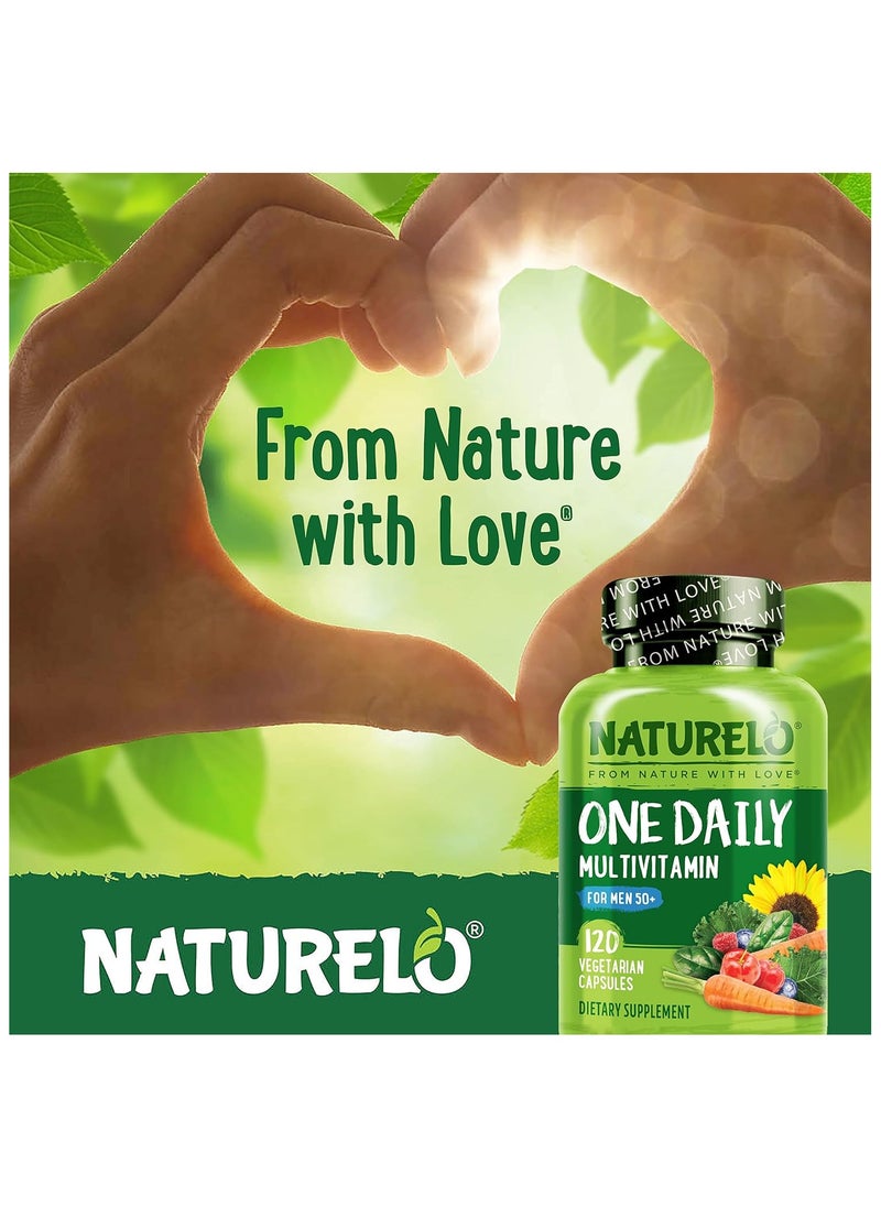 NATURELO - One Daily Multivitamin for Men 50+ Dietary Supplement Formulated to Support Energy, Heart & Brain Health - 120 Capsules - Image 1