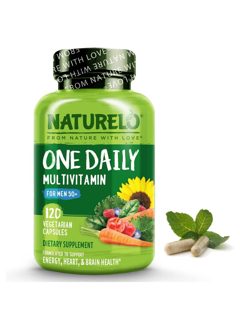 NATURELO - One Daily Multivitamin for Men 50+ Dietary Supplement Formulated to Support Energy, Heart & Brain Health - 120 Capsules - Image 1