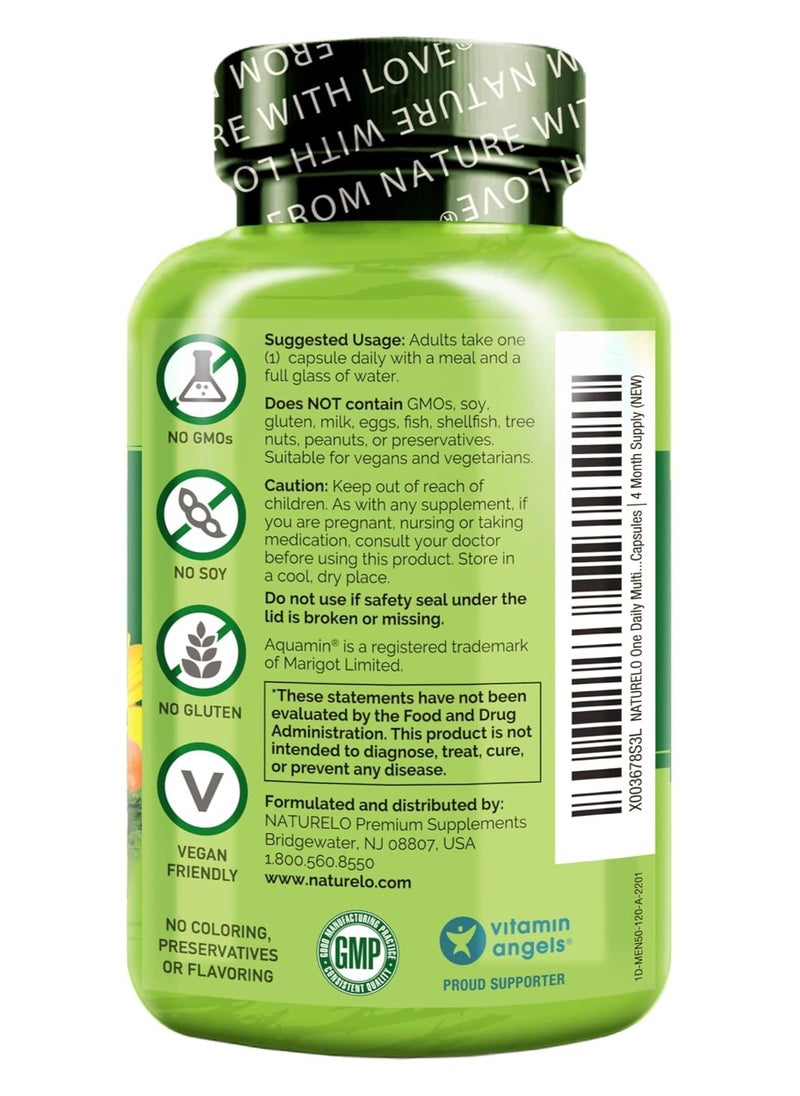 NATURELO - One Daily Multivitamin for Men 50+ Dietary Supplement Formulated to Support Energy, Heart & Brain Health - 120 Capsules - Image 1