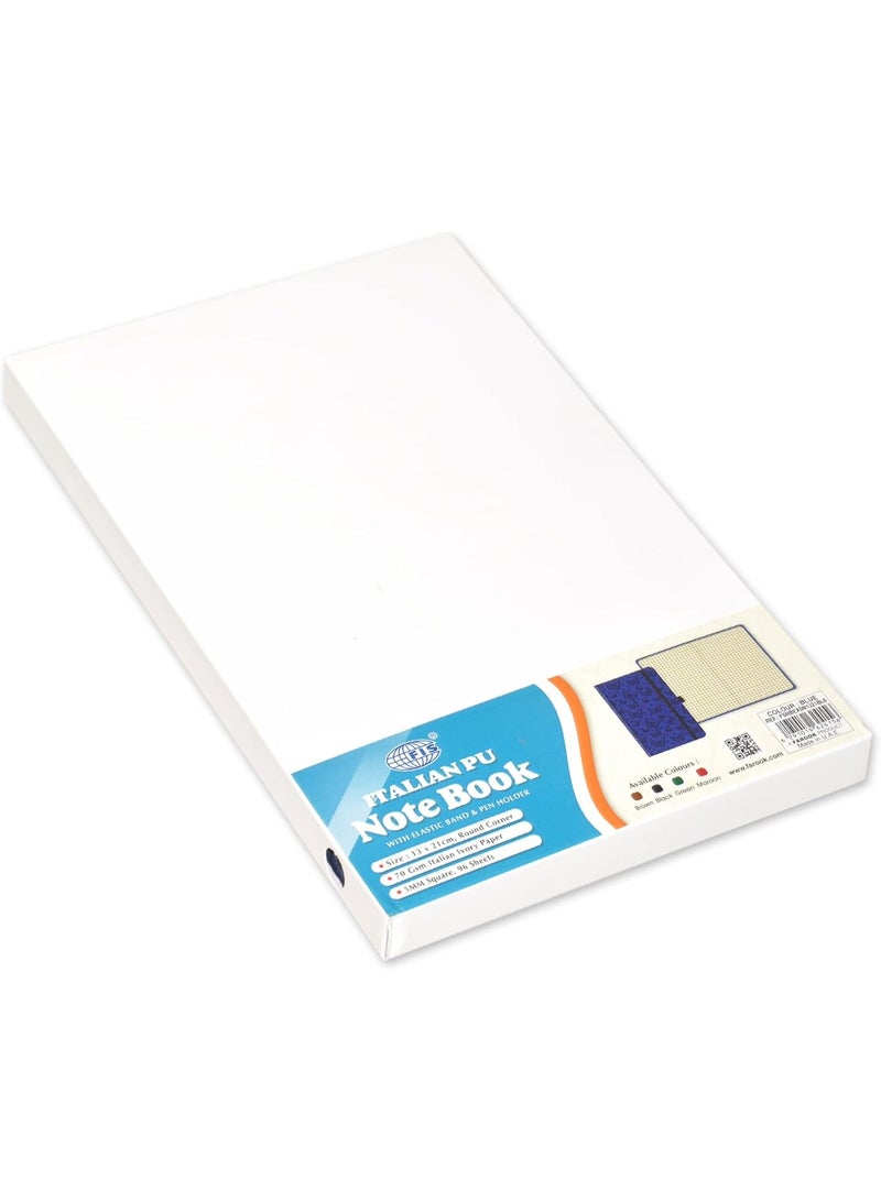FIS FIS® Executive Notebook, Size 13x21CM, 96 Sheets 5MM Square With Elastic PU Window Blue Design 6 -FSNBEX5M1321BL6  - Image 3