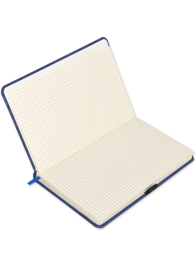 FIS FIS® Executive Notebook, Size 13x21CM, 96 Sheets 5MM Square With Elastic PU Window Blue Design 6 -FSNBEX5M1321BL6  - Image 2