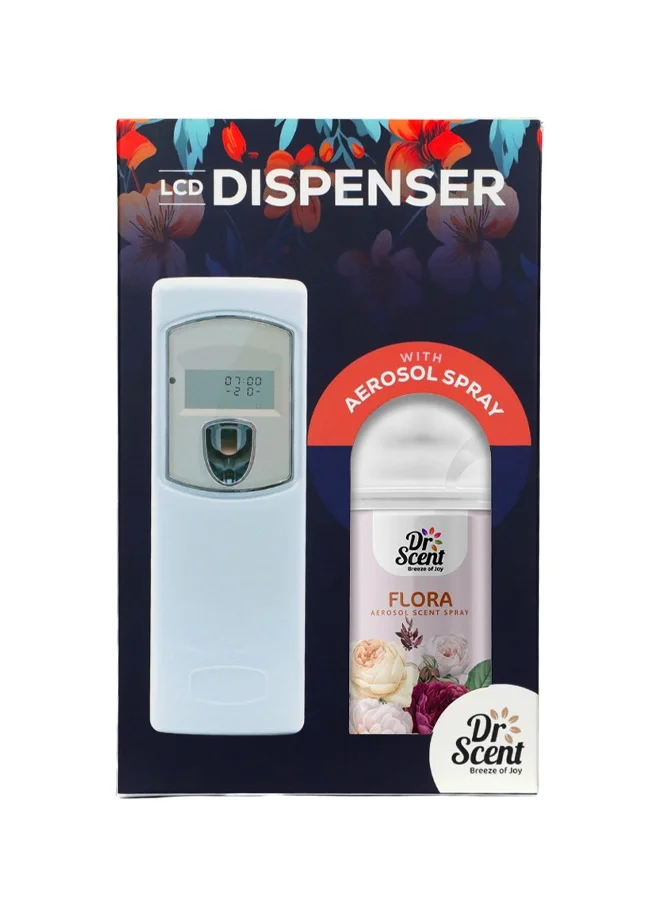 Dr Scent Dr Scent Breeze of Joy, Combo | Automatic Air Freshener Spray Dispenser LCD with 300 ml Aerosol Spray Refill | Long-Lasting Fragrance for Home & Office. (Flora)