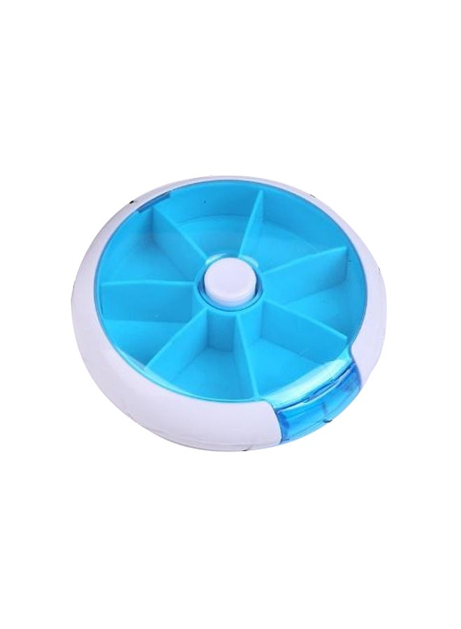 Round Weekly Medicine Box Blue/White 9X3cm