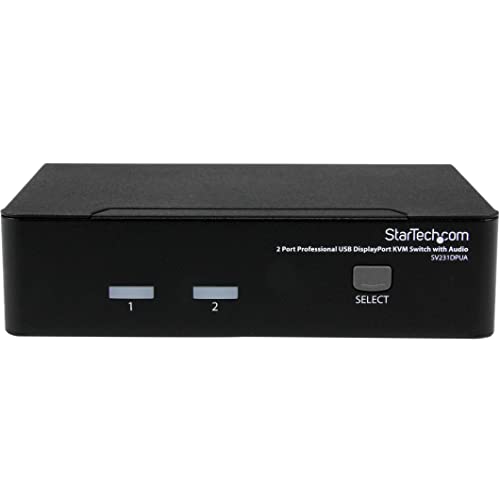 StarTech.com 2 Port DisplayPort KVM Switch - 2560x1600, TAA @60Hz - Dual Port DP USB, Keyboard, Video, Mouse Switch Box w/ Audio for Computers and Monitors (SV231DPUA) - Image 2