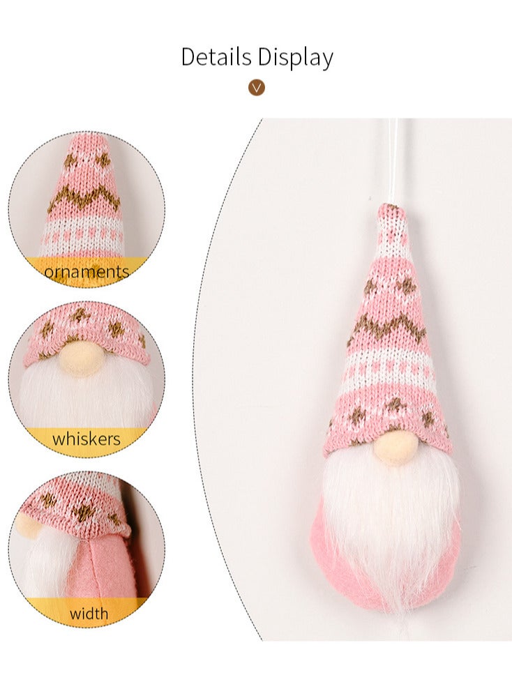 AUTOYSUR Christmas Ornaments Hanging Gnome Christmas Decorations, Christmas Decor Lovely Faceless Doll Plush Gnomes Santa Doll Xmas Dolls for Christmas Tree Decorations (pink) - Image 2
