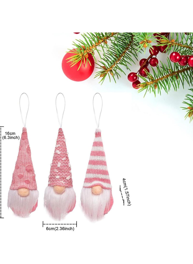 AUTOYSUR Christmas Ornaments Hanging Gnome Christmas Decorations, Christmas Decor Lovely Faceless Doll Plush Gnomes Santa Doll Xmas Dolls for Christmas Tree Decorations (pink) - Image 3