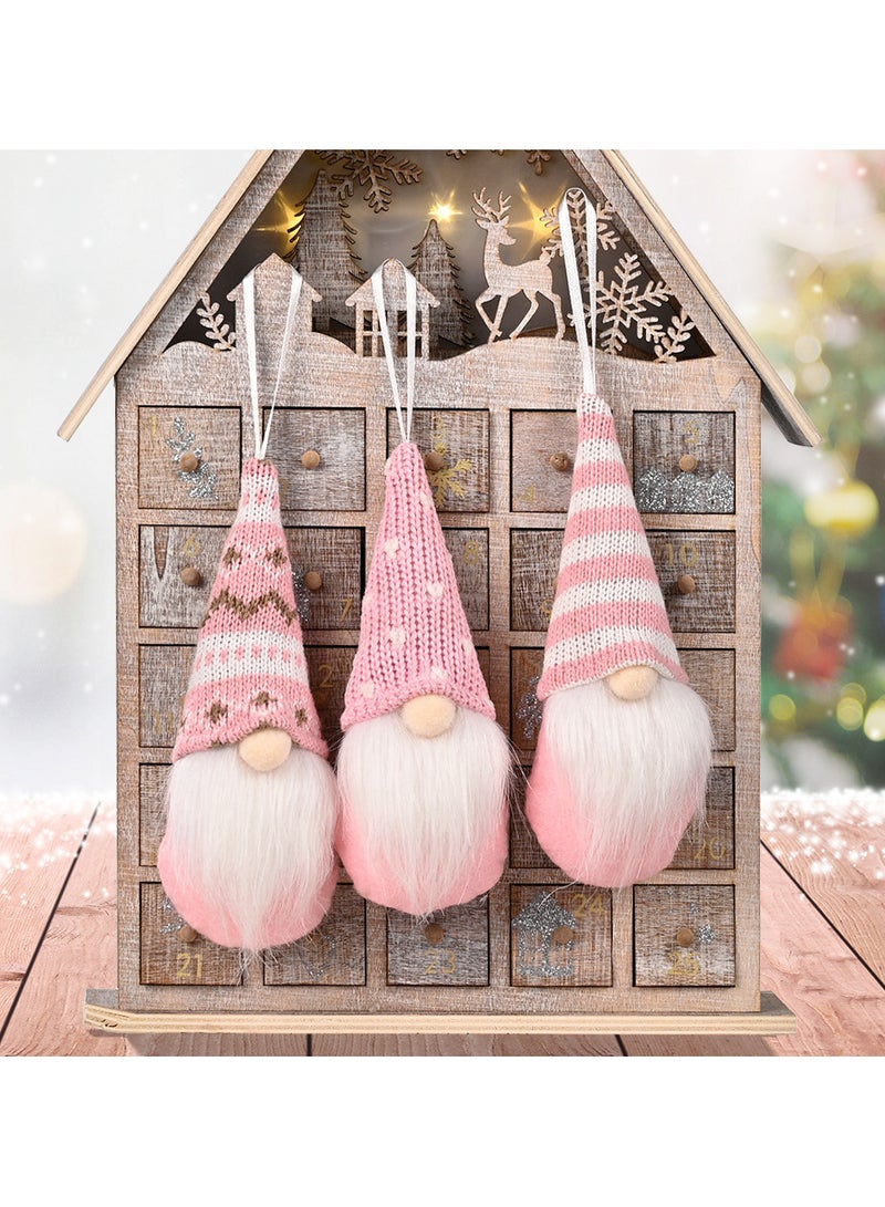 AUTOYSUR Christmas Ornaments Hanging Gnome Christmas Decorations, Christmas Decor Lovely Faceless Doll Plush Gnomes Santa Doll Xmas Dolls for Christmas Tree Decorations (pink) - Image 1