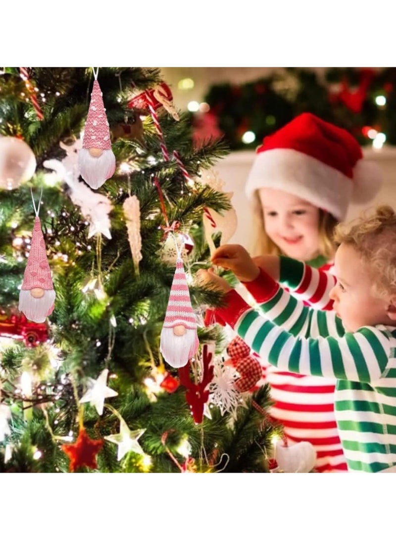AUTOYSUR Christmas Ornaments Hanging Gnome Christmas Decorations, Christmas Decor Lovely Faceless Doll Plush Gnomes Santa Doll Xmas Dolls for Christmas Tree Decorations (pink) - Image 4