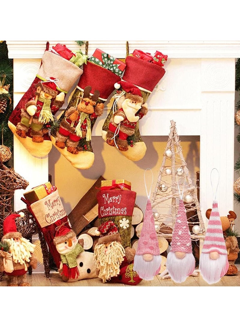 AUTOYSUR Christmas Ornaments Hanging Gnome Christmas Decorations, Christmas Decor Lovely Faceless Doll Plush Gnomes Santa Doll Xmas Dolls for Christmas Tree Decorations (pink) - Image 5