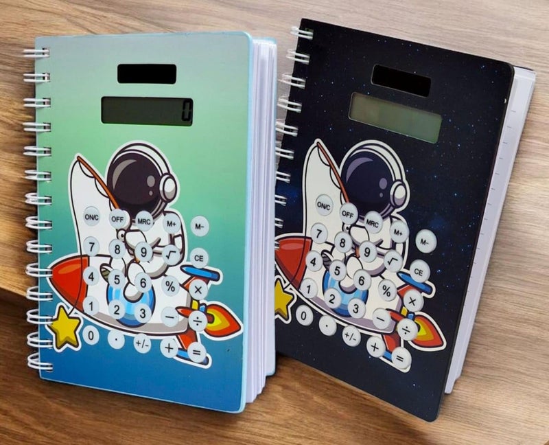 Tera13 Notebook Dairy For Kids, Space Diary For Boys, Writing Notepad, Calculator Kids Diary, Birthday Return Gifts Ruled 180 Pages Space Theme Calculator Notebook - Image 3