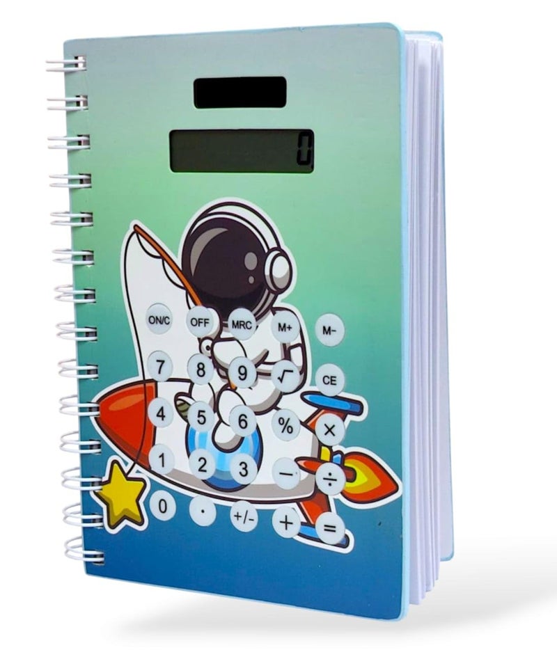 Tera13 Notebook Dairy For Kids, Space Diary For Boys, Writing Notepad, Calculator Kids Diary, Birthday Return Gifts Ruled 180 Pages Space Theme Calculator Notebook - Image 1