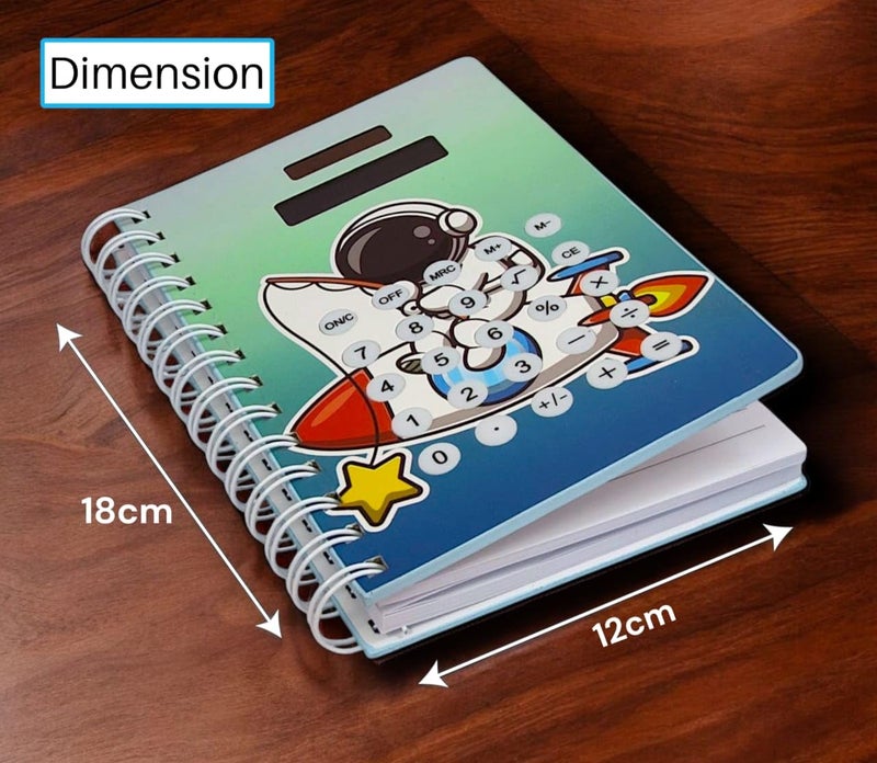 Tera13 Notebook Dairy For Kids, Space Diary For Boys, Writing Notepad, Calculator Kids Diary, Birthday Return Gifts Ruled 180 Pages Space Theme Calculator Notebook - Image 4
